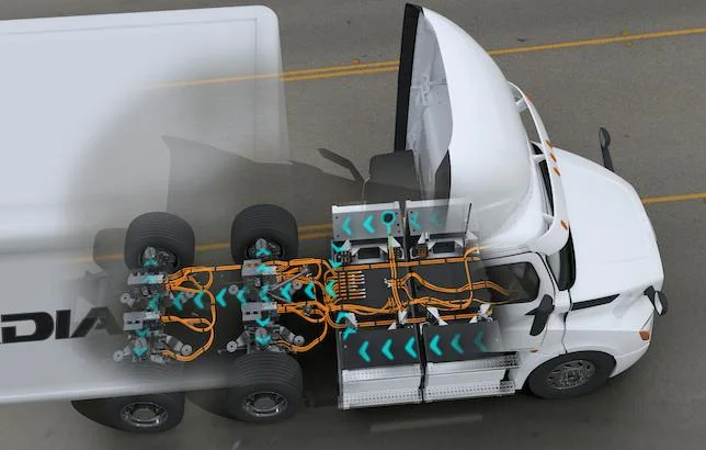Eje eléctrico del Freightliner eCascadia