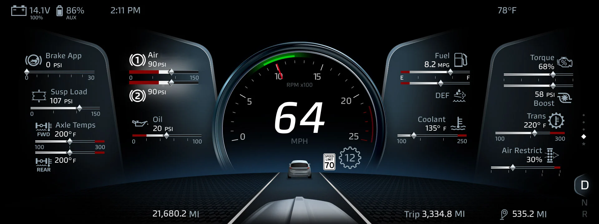 Tablero digital del Kenworth W990